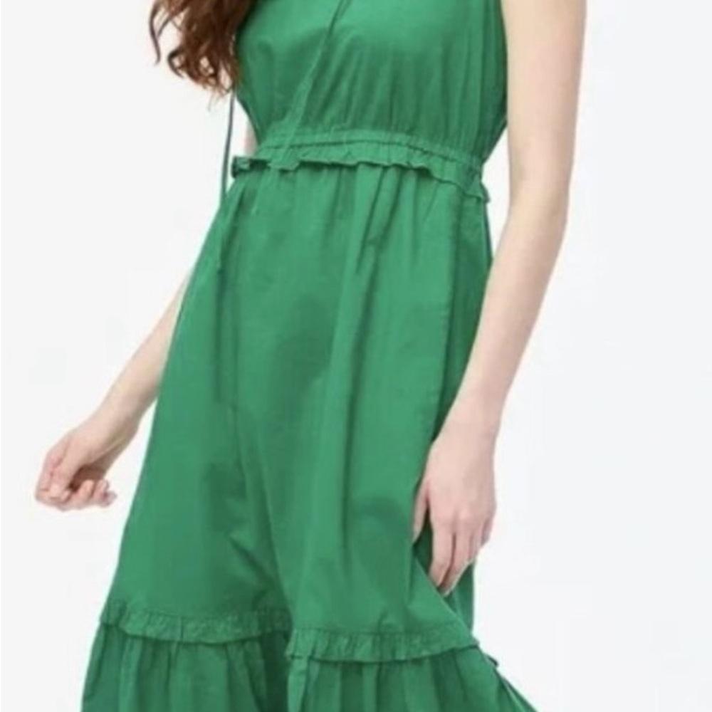 EUC Green Sleeveless Ruffle Dress
